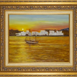 "Velero anclado en Porto Petro al atardecer, Mallorca", 41 x 33, Foto: Felipe Pérez-Garre: https://felipeperezgarre.com/