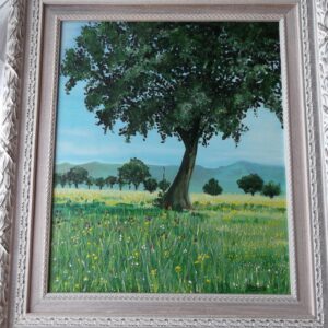 Cuadro Campo con árboles y flores