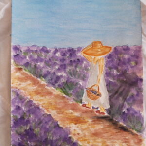 Cuadro Mujer en campo de lavanda