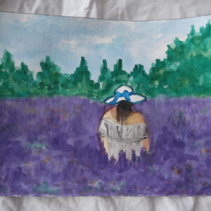 Cuadro Mujer en campo de lavanda