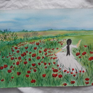 Cuadro Mujer en un campo de amapolas