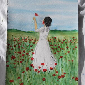 Cuadro Mujer en un campo de amapolas