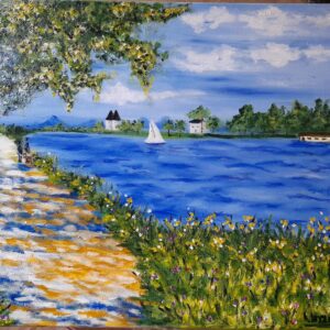 Reproducción Monet La orilla del rio en Petit-Gennevilliers