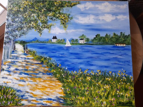 Reproducción Monet La orilla del rio en Petit-Gennevilliers