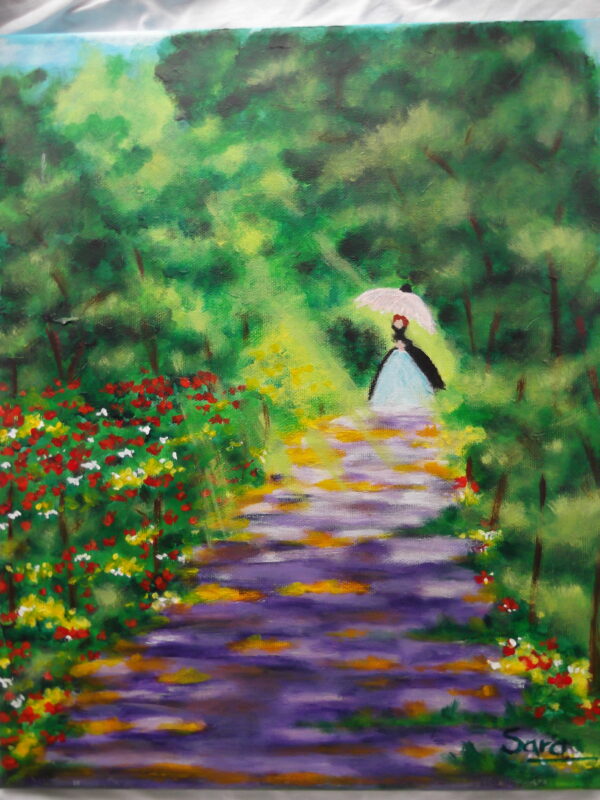 Reproducción Renoir Mujer en el jardín