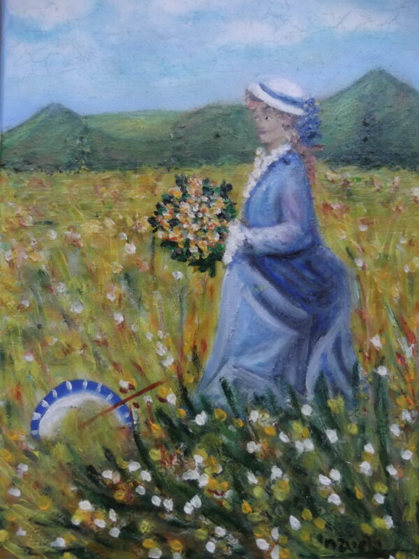Reproducción Renoir Niña recogiendo flores